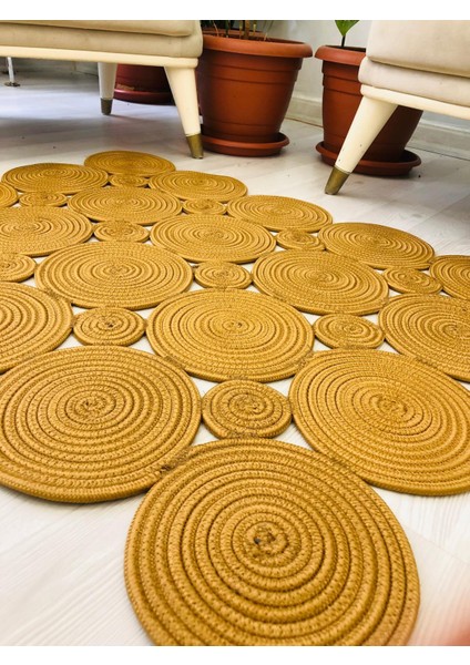 Jüt Hasır Görünümlü Desenli Modern El Örgüsü Dikdörtgen Halı Kilim