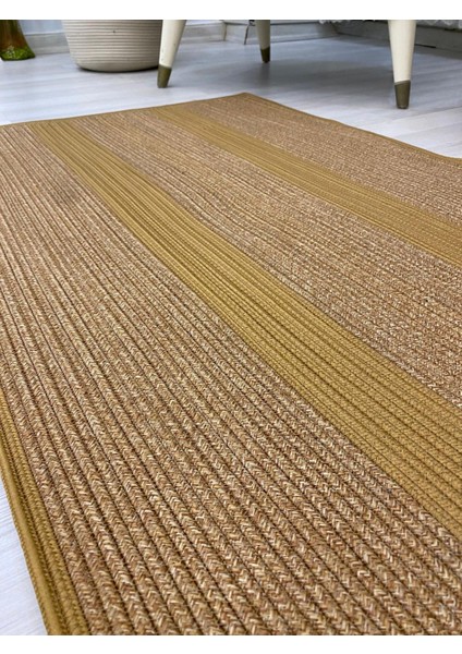 Jüt Hasır Görünümlü Desenli Modern El Örgüsü Dikdörtgen Halı Kilim