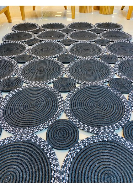 Jüt Hasır Görünümlü Desenli Modern El Örgüsü Dikdörtgen Halı Kilim