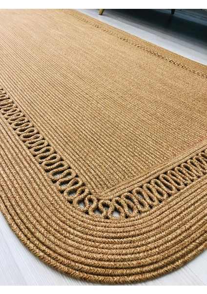 Jüt Hasır Görünümlü Desenli Modern El Örgüsü Dikdörtgen Halı Kilim