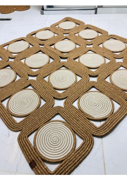 Jüt Hasır Görünümlü Desenli Modern El Örgüsü Dikdörtgen Halı Kilim modelleri