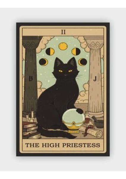 Afiş The Highpriestess - Azize Tarot Kartı Vintage Duvar Posteri - Kalın Kağıt - Çerçevesiz