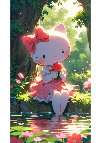 Hello Kitty Duvar Posteri - Çerçevesiz Poster Kağıt Afiş Hd Baskı