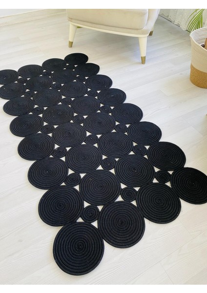 Jüt Hasır Görünümlü Desenli Modern El Örgüsü Dikdörtgen Halı Kilim