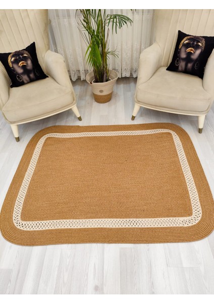 Jüt Hasır Görünümlü Desenli Modern El Örgüsü Dikdörtgen Halı Kilim fırsatları