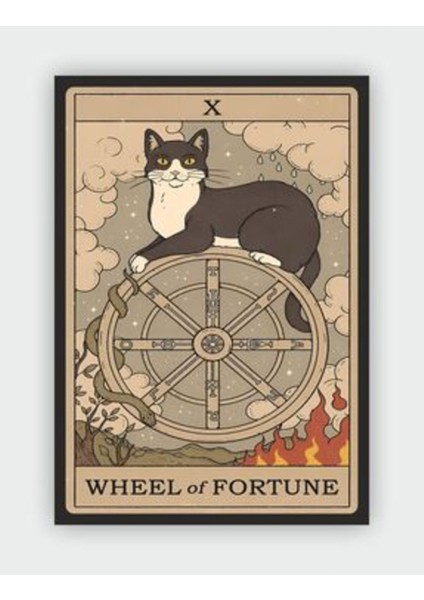 Afiş Wheel Offortune - Kader Çarkı Tarot Kartı Vintage Duvar Posteri - Kalın Kağıt - Çerçevesiz