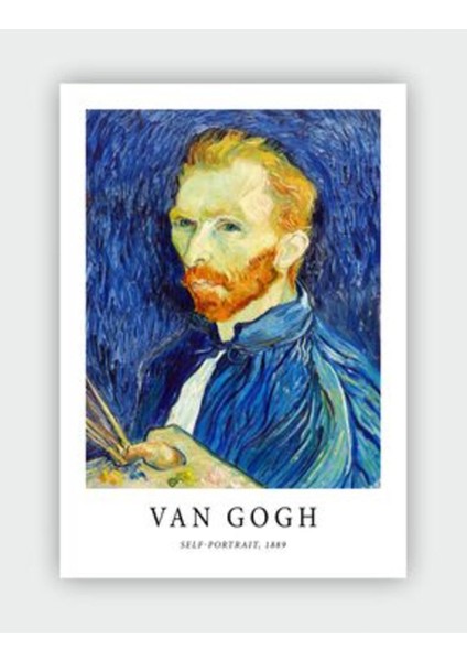 Self-Potrait, 1889 Vincent Van Gogh Duvar Posteri - Kalın Kağıt - Çerçevesiz