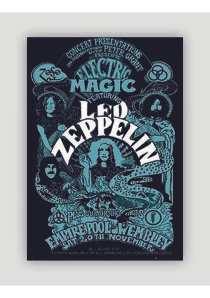 Electri cm agic Featuring LED Zeppelin Punk Rock Metal Duvar Posteri - Kalın Kağıt - Çerçevesiz