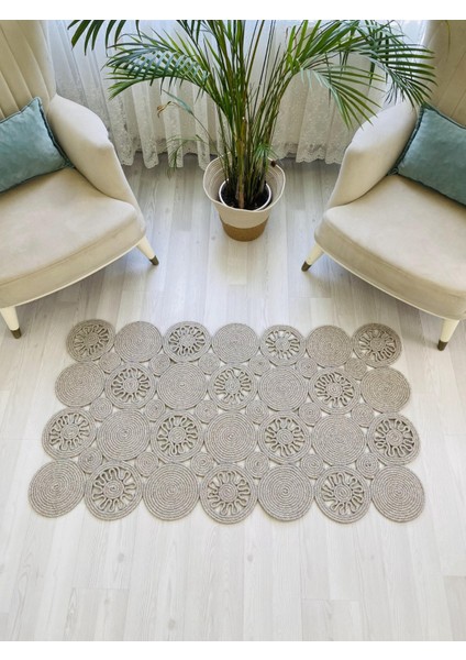 Jüt Hasır Görünümlü Desenli Modern El Örgüsü Dikdörtgen Halı Kilim fırsatları