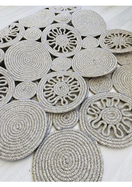 Jüt Hasır Görünümlü Desenli Modern El Örgüsü Dikdörtgen Halı Kilim modelleri