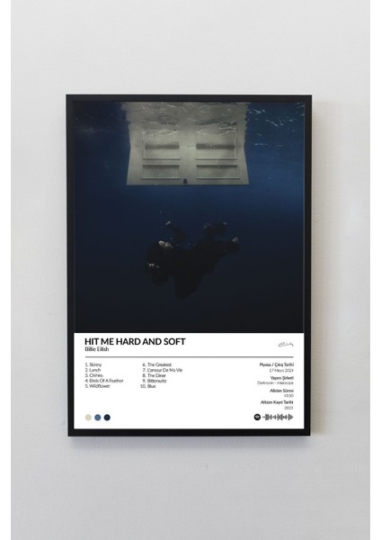 Billie Eilish Hit Me Hard And Soft Albümü Çerçevesiz Albüm Tasarımlı Spotify Poster