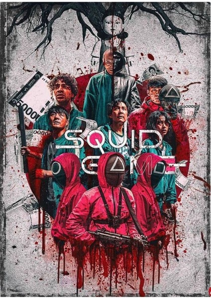 Squid Game Posteri , Çerçevesiz Poster , Squid Game Poster Kağıt Afiş Hd Baskı 06
