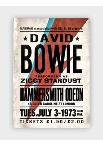 David Bowieziggy Stardust Vintage Duvar Posteri - Duvar Dekoru - Kalın Kağıt - Çerçevesiz