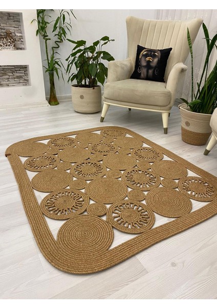 Jüt Hasır Görünümlü Desenli Modern El Örgüsü Dikdörtgen Halı Kilim fiyatları