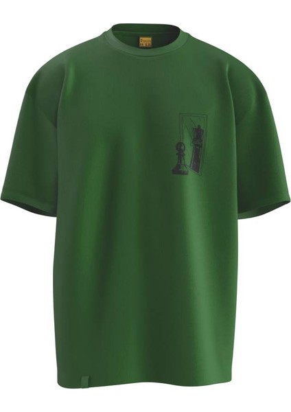 Piyon Şah Baskılı Unisex Oversize Tişört