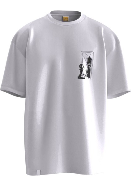 Piyon Şah Baskılı Unisex Oversize Tişört fiyatları