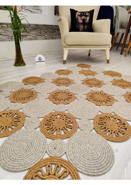 Jüt Hasır Görünümlü Desenli Modern El Örgüsü Dikdörtgen Halı Kilim fiyatları