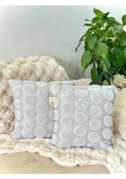Bohem Özel Tasarım Punch Panç Desen Açık Gri Dekoratif Kırlent Kılıfı Point 28X50 cm