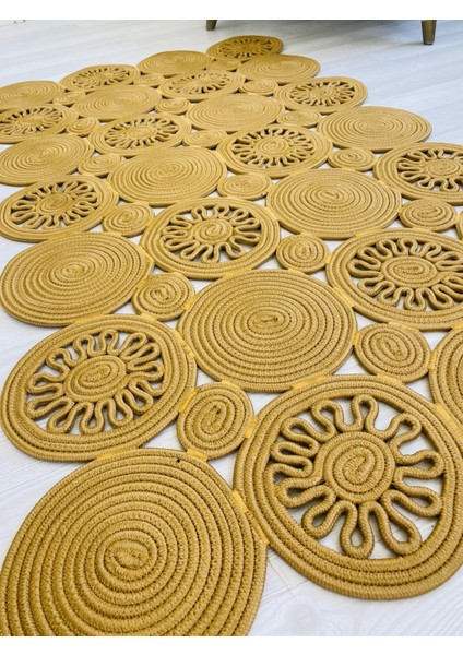 Jüt Hasır Görünümlü Desenli Modern El Örgüsü Dikdörtgen Halı Kilim