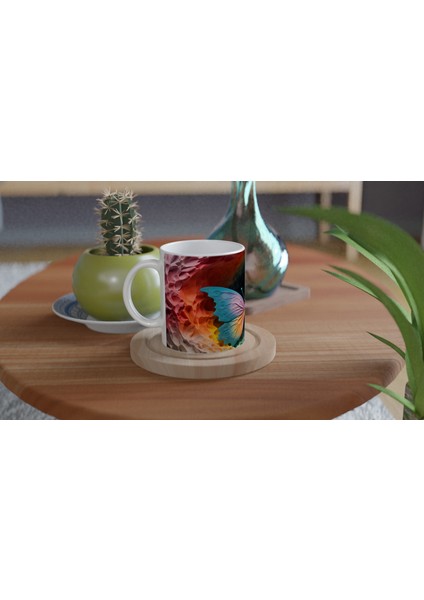 Masalsı Renklerle Süslenmiş Pastel Kelebek Baskılı Kupa Bardak