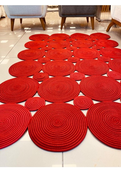 Jüt Hasır Görünümlü Desenli Modern El Örgüsü Dikdörtgen Halı Kilim