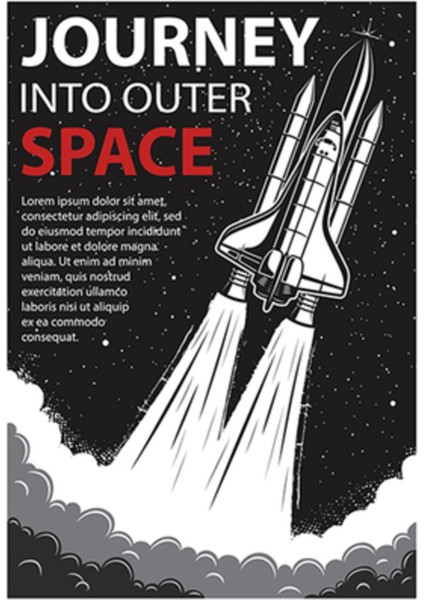 Poster Journey Into Outer space Poster, Retro Amerikan Uzay Propaganda Afişi