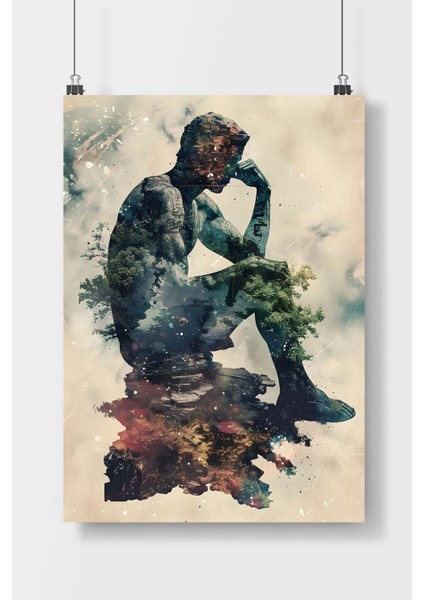 Düşünen Adam Poster Çerçevesiz Duvar Posteri