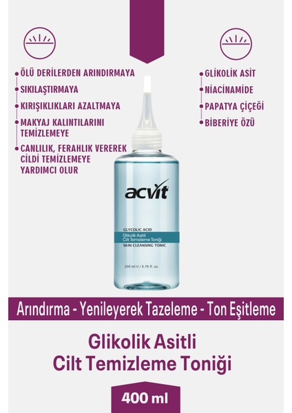 Glikolik Asitli Cilt Temizleme Toniği Arındırıcı 200 ml fiyatları
