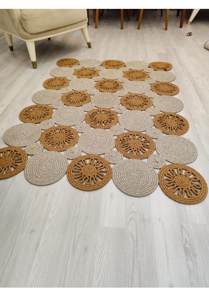 Jüt Hasır Görünümlü Desenli Modern El Örgüsü Dikdörtgen Halı Kilim modelleri