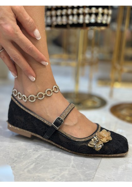 Alp Kristal Taşlı Babet Siyah fırsatları