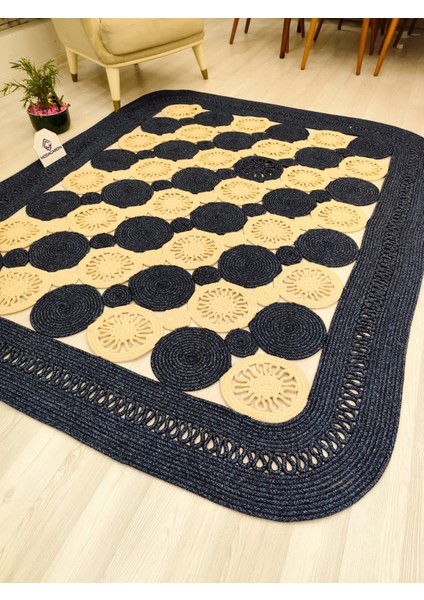 Jüt Hasır Görünümlü Desenli Modern El Örgüsü Dikdörtgen Halı Kilim fiyatları