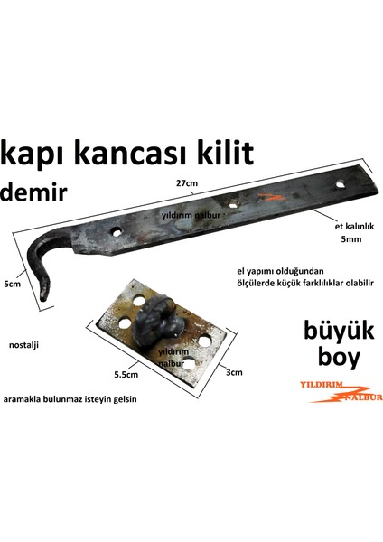 Büyük Boy Kapı Kilidi Zerze Nostaji Eskilerden Kancalı Kilit Demir Kalın Duble Boy fiyatları