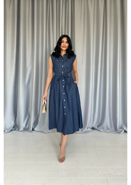 Tencel Çıtçıtlı Elbise