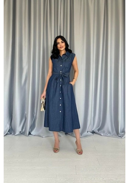 Tencel Çıtçıtlı Elbise