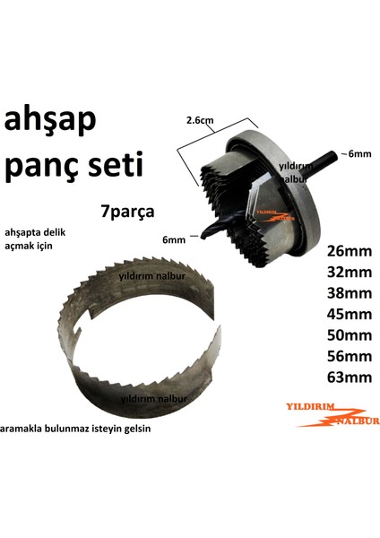 Ahşap Panç Seti 7 Parça Pratik Set Pratik Delik Açma Testeresi