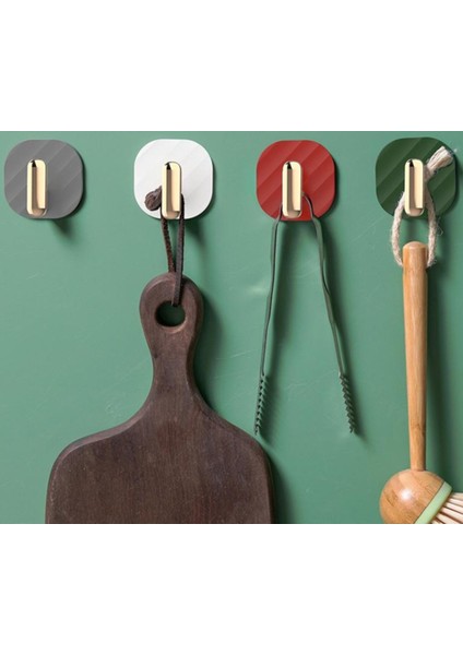 2'li Gri Yapışkanlı Retro Askılık Çok Amaçlı Dolap Kapak Şık Tasarımlı Kulp