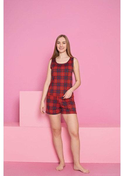 Kırmızı Ekoseli Şortlu Pijama Takımı fiyatları