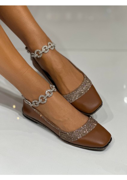So Crystal 2 Taşlı Babet Kahverengi