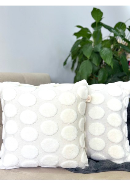 2'li Set Bohem Özel Tasarım Punch Panç Desen Ekru Dekoratif Kırlent Kılıfı Point 45 x 45 cm