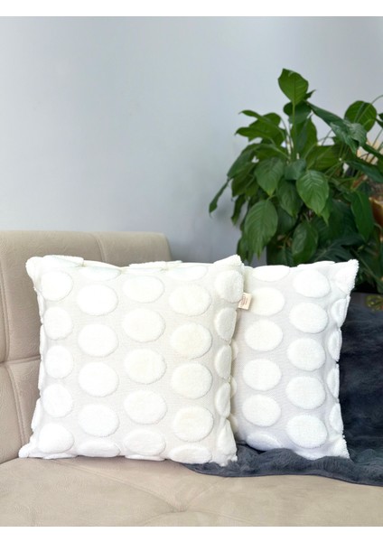 2'li Set Bohem Özel Tasarım Punch Panç Desen Ekru Dekoratif Kırlent Kılıfı Point 45 x 45 cm