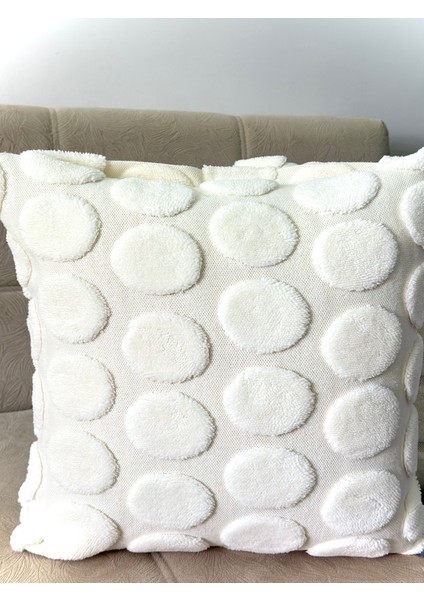 2'li Set Bohem Özel Tasarım Punch Panç Desen Ekru Dekoratif Kırlent Kılıfı Point 45 x 45 cm