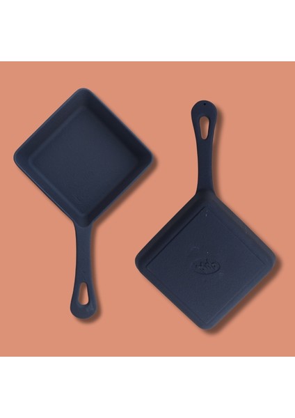 Hakiki Döküm Demir Kare Mini Tava, Mat Siyah Emaye Kaplı, Uzun Saplı, 14,5*14,5*31 cm fiyatları