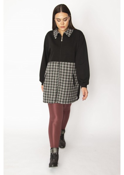 Kadın Bej Ekose Desen Detaylı Fermuarlı Cepli Mont 65N29569 indirimleri