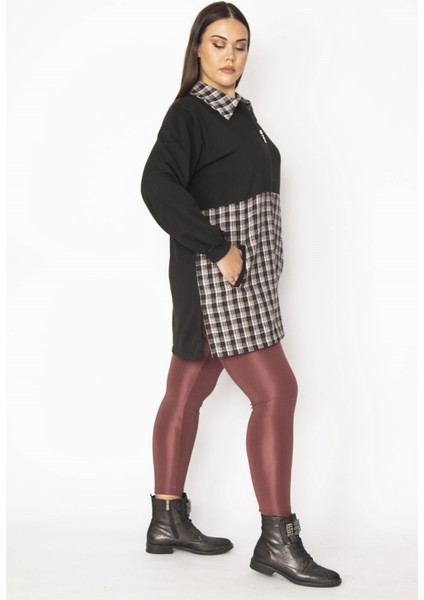 Kadın Bej Ekose Desen Detaylı Fermuarlı Cepli Mont 65N29569 modelleri