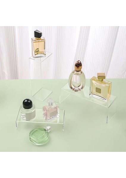 3'lü Ürün Yükseltici Organizer Stant Pleksi 26 x 3 cm / 28 x 6 cm / 30 x 10 cm / 3mm -Şeffaf fırsatları