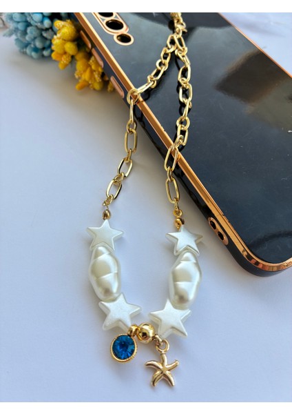 Inci Boncuklu Yıldızlı ve Mavi Boncuklu Telefon ve Çanta ı modelleri