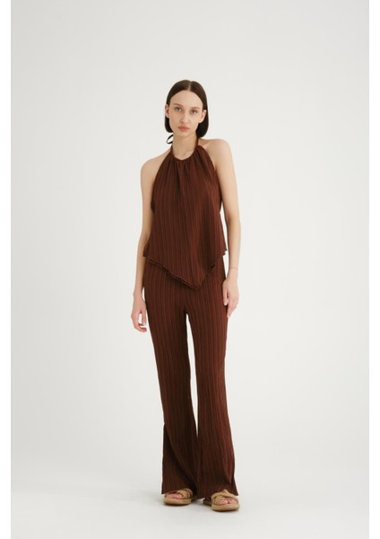 Kadın Yazlık Alt Üst Takım - %100 Pamuk, Şık Halter Yaka