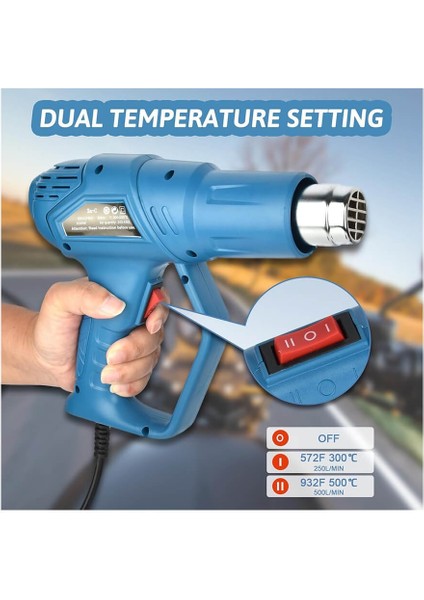 TGR-101 Profesyonel 2000W Sıcak Hava Tabancası - 2 Kademeli Isı Tabancası