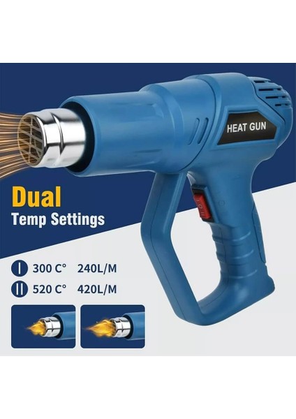 TGR-101 Profesyonel 2000W Sıcak Hava Tabancası - 2 Kademeli Isı Tabancası