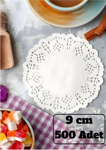 500 Adet Kağıt Dantel Bardak Altlığı 9 cm / Çay Bardağı Altı Çok Amaçlı Sunum Kağıdı